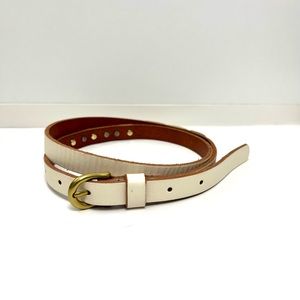 Fossil Leather Belt Antique White With Oversized Gold Studs Buckle Size Medium